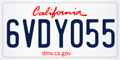 CA license plate 6VDY055
