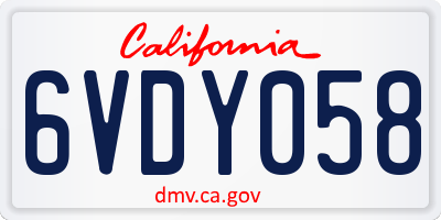 CA license plate 6VDY058