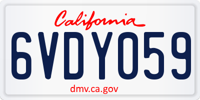 CA license plate 6VDY059