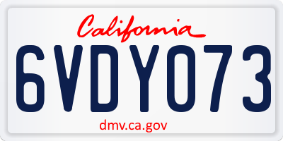 CA license plate 6VDY073
