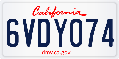 CA license plate 6VDY074