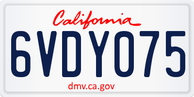 CA license plate 6VDY075