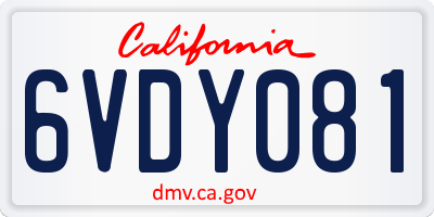 CA license plate 6VDY081