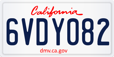 CA license plate 6VDY082