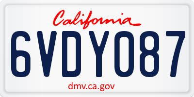 CA license plate 6VDY087
