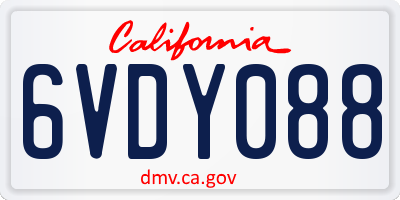 CA license plate 6VDY088