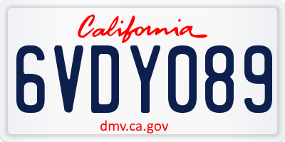 CA license plate 6VDY089