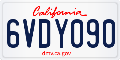 CA license plate 6VDY090