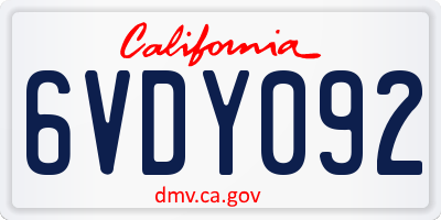 CA license plate 6VDY092