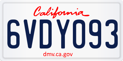CA license plate 6VDY093