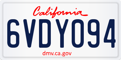 CA license plate 6VDY094