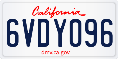 CA license plate 6VDY096