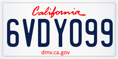 CA license plate 6VDY099