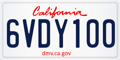 CA license plate 6VDY100