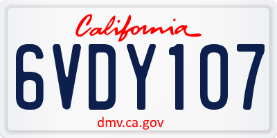 CA license plate 6VDY107
