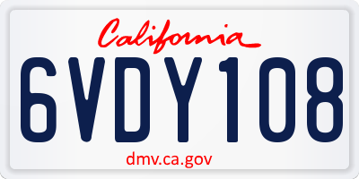 CA license plate 6VDY108