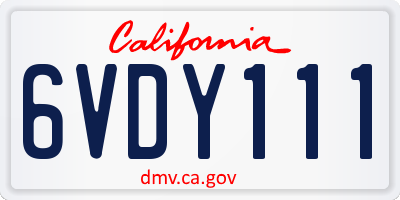 CA license plate 6VDY111