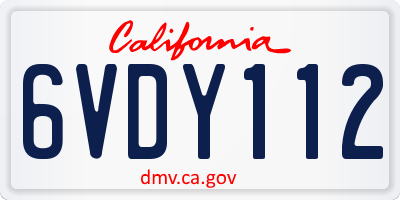 CA license plate 6VDY112
