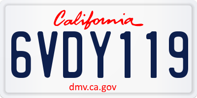 CA license plate 6VDY119