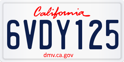 CA license plate 6VDY125