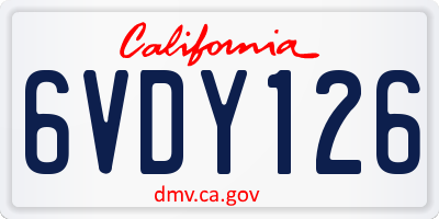 CA license plate 6VDY126
