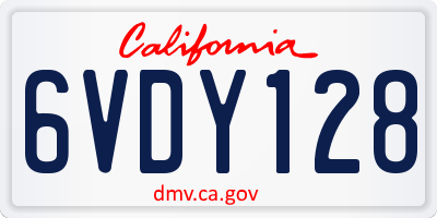 CA license plate 6VDY128