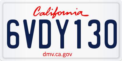 CA license plate 6VDY130