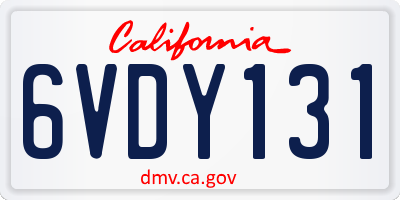 CA license plate 6VDY131