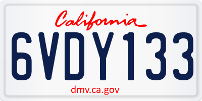 CA license plate 6VDY133