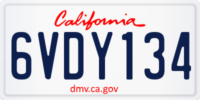 CA license plate 6VDY134