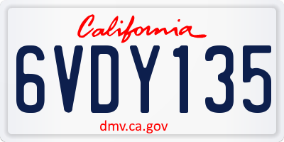 CA license plate 6VDY135