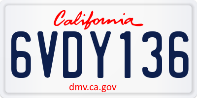 CA license plate 6VDY136