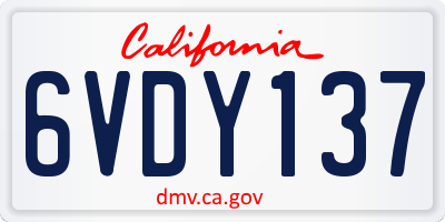 CA license plate 6VDY137
