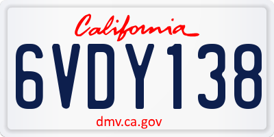 CA license plate 6VDY138