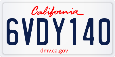CA license plate 6VDY140
