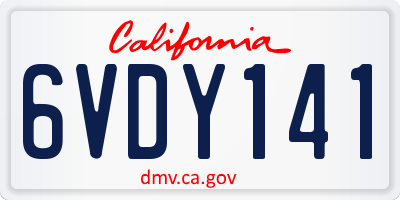 CA license plate 6VDY141
