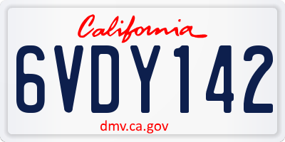 CA license plate 6VDY142