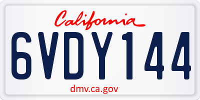 CA license plate 6VDY144