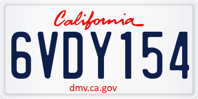 CA license plate 6VDY154