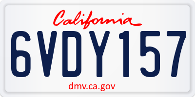 CA license plate 6VDY157