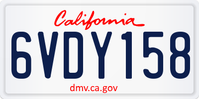 CA license plate 6VDY158