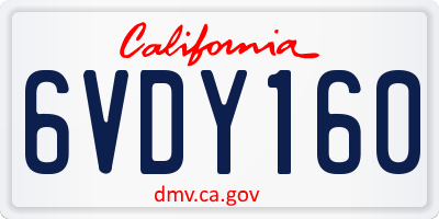 CA license plate 6VDY160