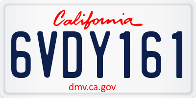 CA license plate 6VDY161