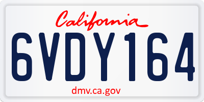 CA license plate 6VDY164