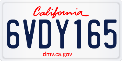 CA license plate 6VDY165