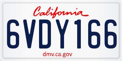 CA license plate 6VDY166