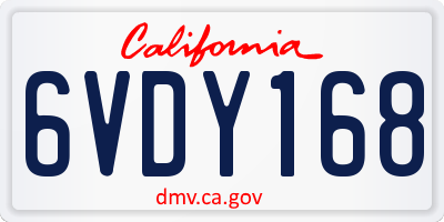 CA license plate 6VDY168