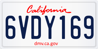 CA license plate 6VDY169