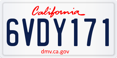 CA license plate 6VDY171