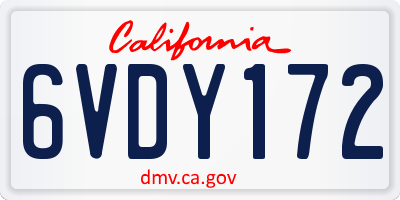 CA license plate 6VDY172